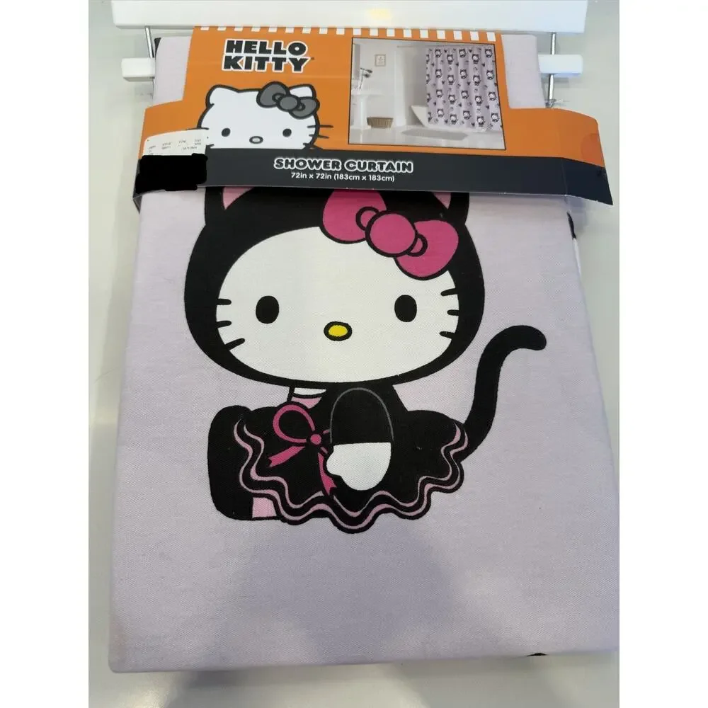 Hello Kitty Halloween Shower Curtain Black Cats Lilac Black 72